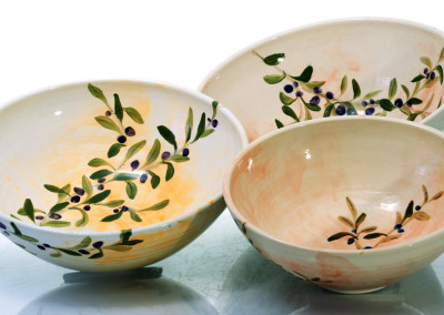 rimless large bowls olive motif